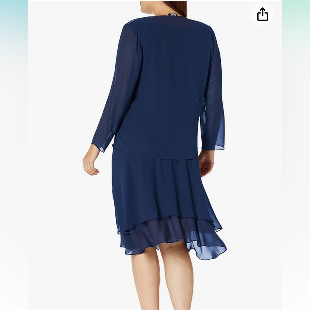 SLNY chiffon plus size two piece embellished dress and jacket - Picture 2 of 6